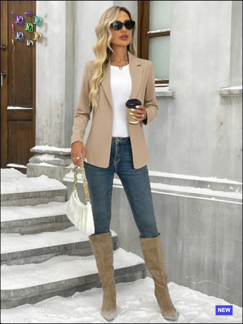 Stretchy Knit Blazer Business Casual Open Front Long Sleeve Work Office Jacket - Picture 6 of 7